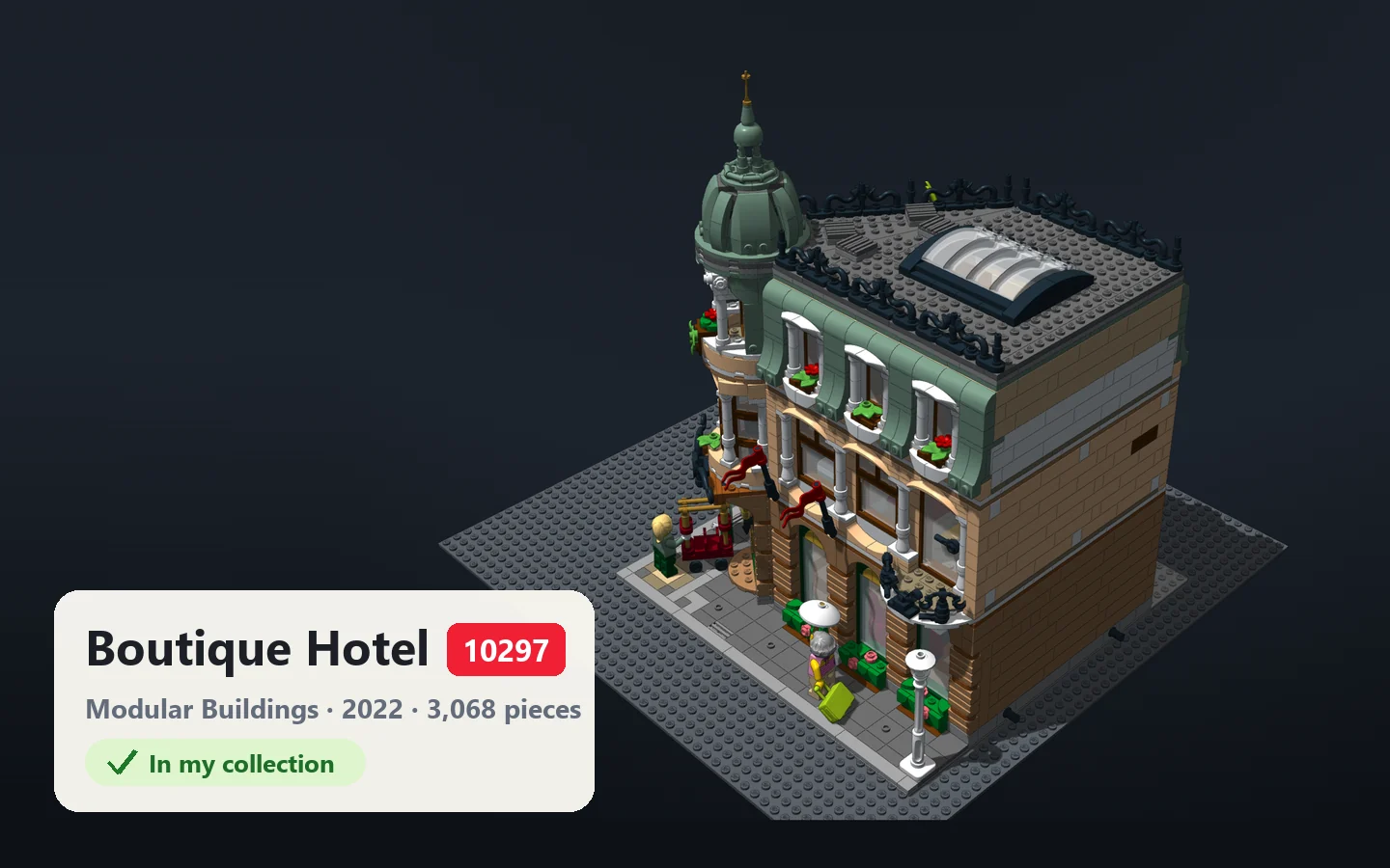 Brick Sets in Brick Finder: the Boutique Hotel, a set in your collection, built in 3D