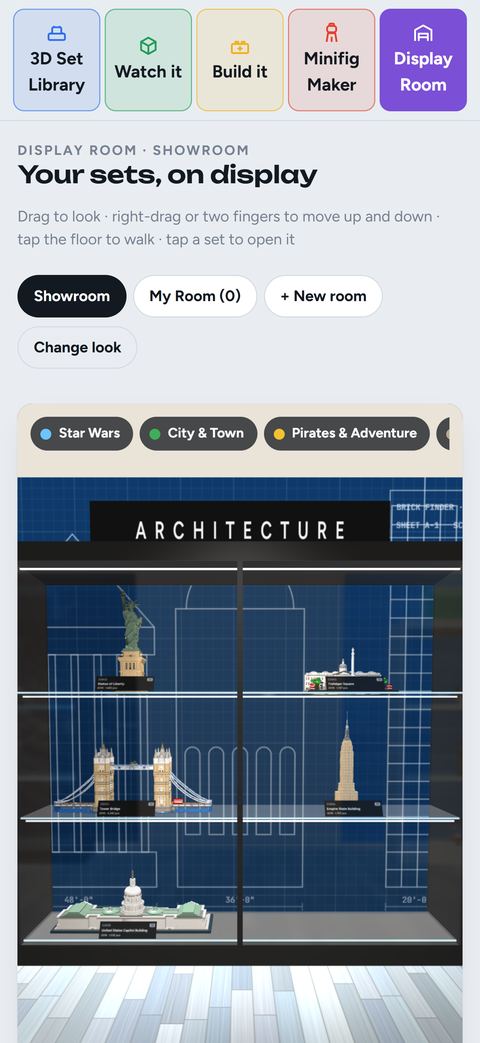 Display Room: An Architecture room in the 3D Display Room. 3D model from the LDraw Official Model Repository (CC BY).