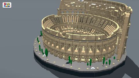 Colosseum in Brick Studio (4K): The finished Colosseum model in Brick Studio, 3840 × 2160. 3D model from the LDraw Official Model Repository (CC BY).