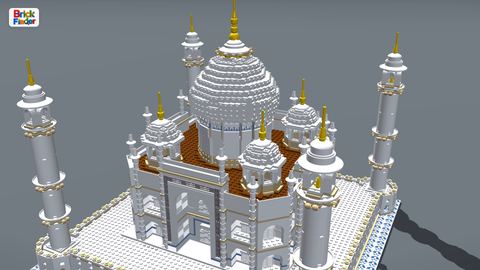 Taj Mahal in Brick Studio (4K): The finished Taj Mahal model in Brick Studio, 3840 × 2160. 3D model from the LDraw Official Model Repository (CC BY).