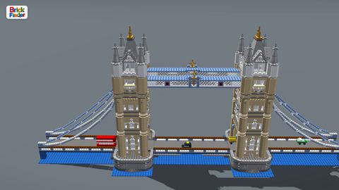 Tower Bridge in Brick Studio (4K): The finished Tower Bridge model in Brick Studio, 3840 × 2160. 3D model from the LDraw Official Model Repository (CC BY).